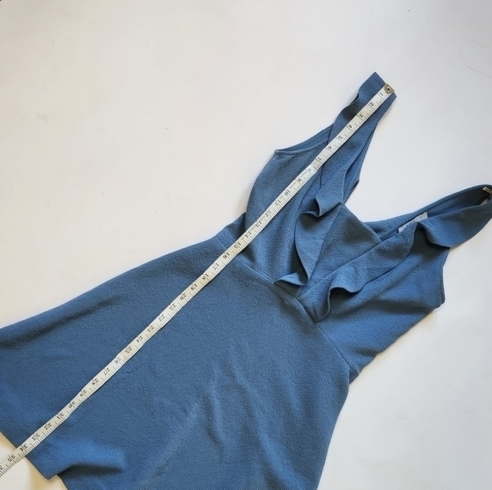 SANDRO PARIS LIGHT‎ BLUE RUFFLE A LINE DRESS - Picture 7 of 12